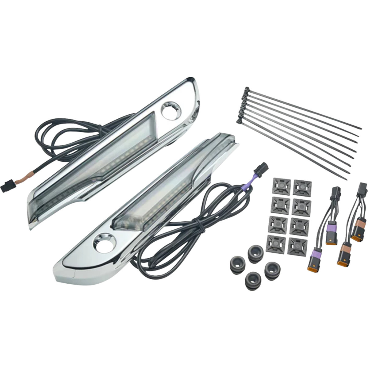 Ciro #40181 - Lighted Saddlebag Hinge Covers - Smoke/Chrome