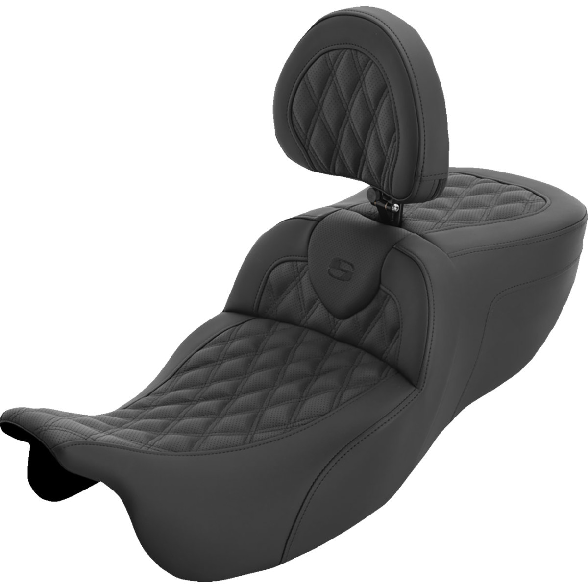 Saddlemen #815-07-184BR - Roadsofa™ Extended Reach Seat - with Backrest - Lattice Stitch - FLRT/FLTRT '15-'25