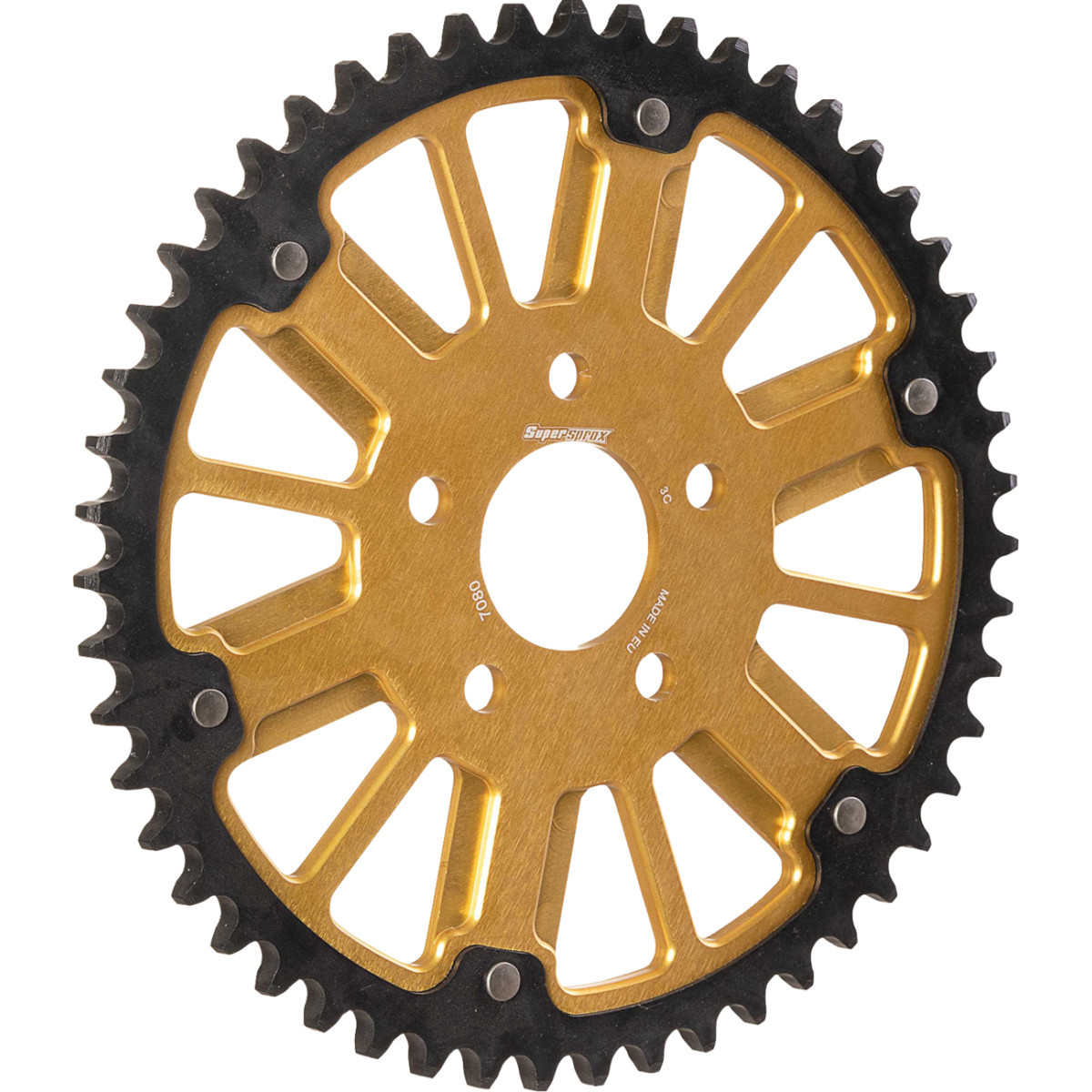 Supersprox #RST-7080:49-GLD - Stealth Rear Sprocket - 49 Tooth - Black/Gold - Big Twin/Sportster