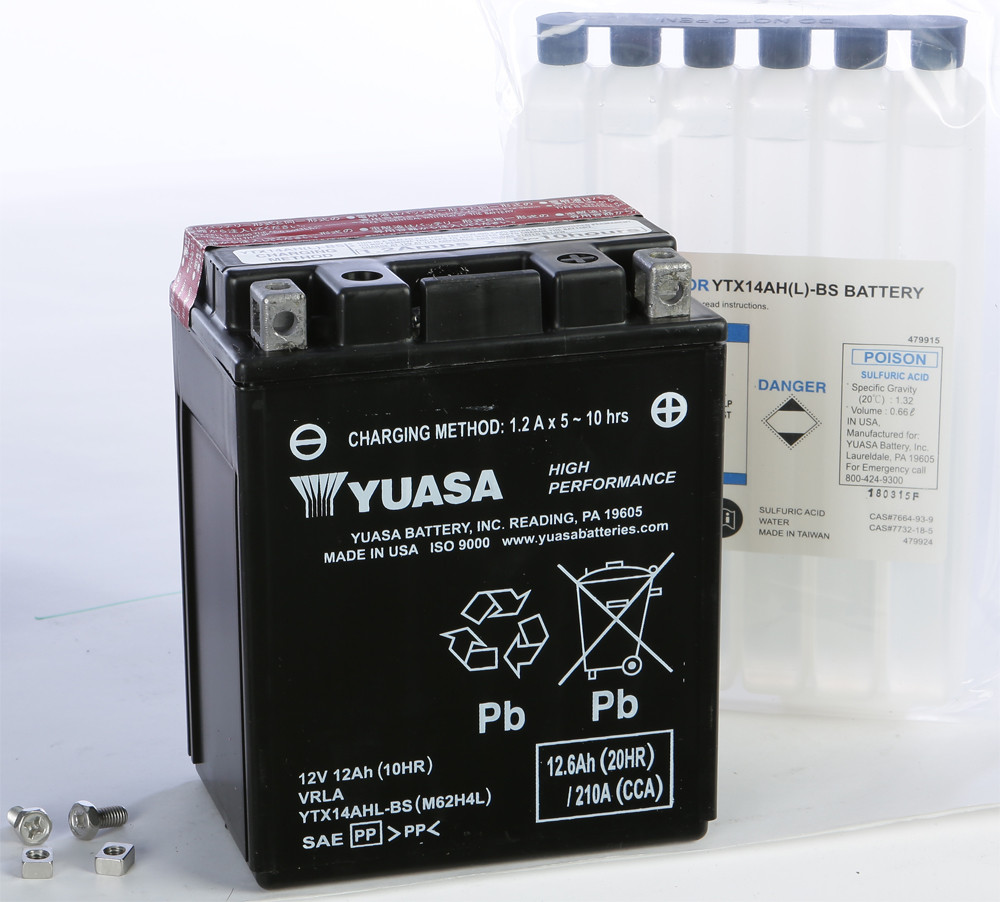 Yuasa #YUAM62H4L - Battery Ytx14ahl-bs Maintenance Free