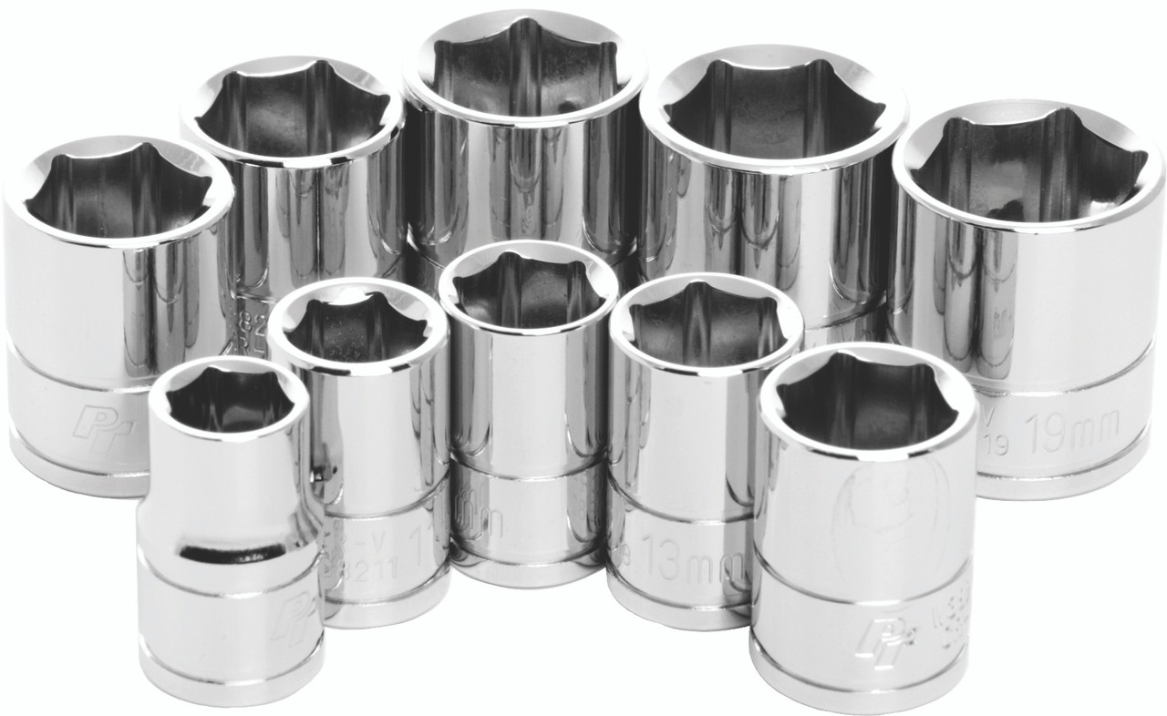 Performance Tool #W38202 - 10 PC 3/8" MET Socket SET Shallow