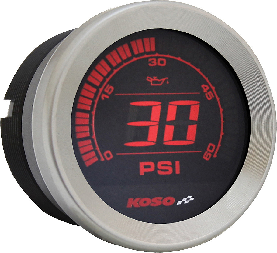 Koso #BA050905 - Hd-02 Series Gauge KIT Silver Bezel OIL Temp
