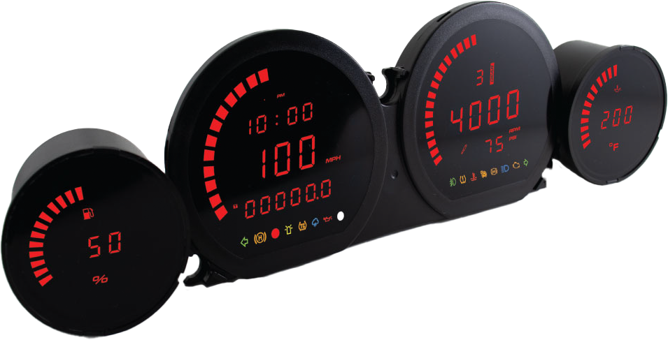 Koso #BA064921 - 4 Piece RED LED Gauges `14-22 Flht Flhx Fltr