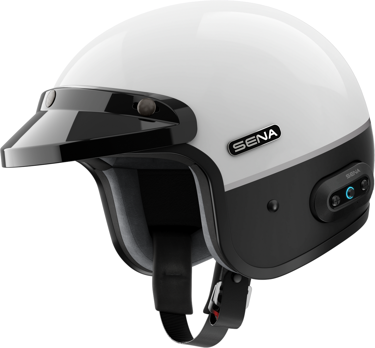 Sena #SURGE-GWMB0XL3 - Surge Open Face Helmet W/Mesh Glossy White/Matte Black XL