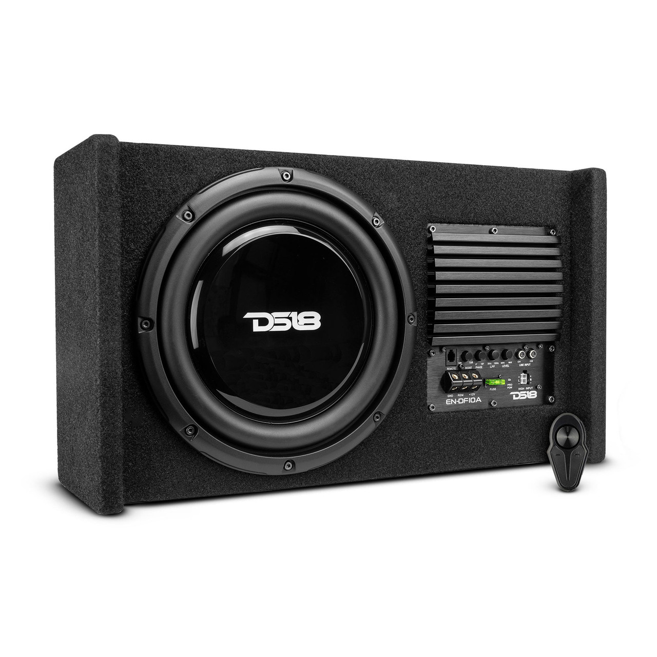 DS18 EN-DF10A - 10" Loaded Amplified Shallow Down Fire Subwoofer Enclosure 250 Watts Rms