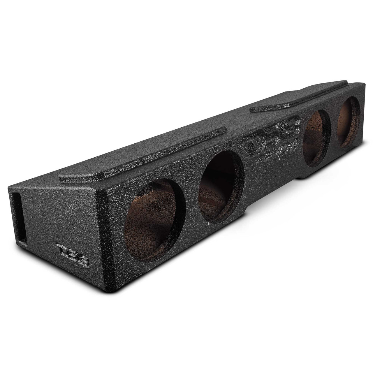 DS18 EBM-FFPUFCG-4X8 - Subwoofer Enclosure for 2007-2026 Chevy/GMC and 2009-2026 Ford F-150/Super Duty Crew Cabs, Quad 8" Under Rear Seat Front-Fire Ported Box
