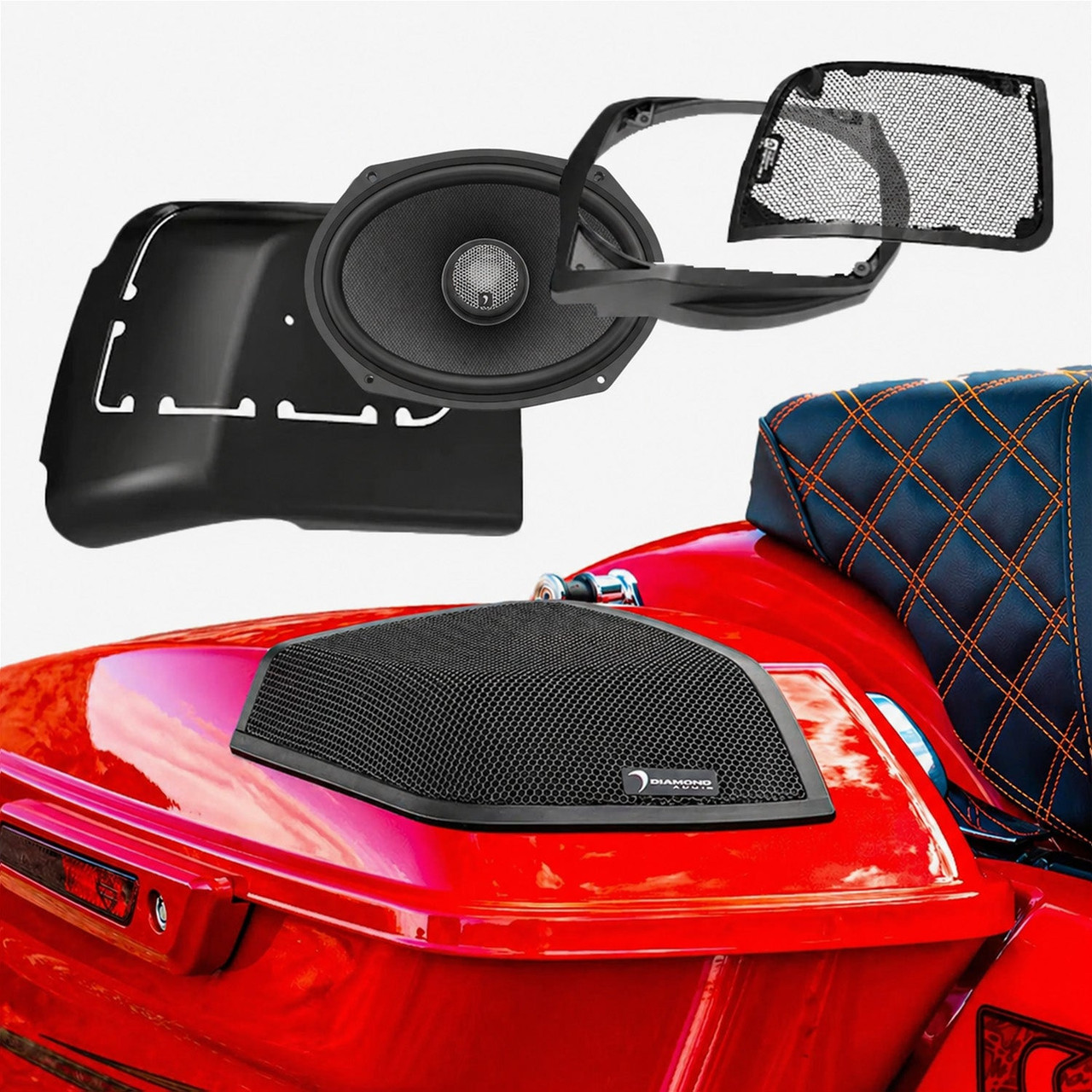 Diamond Audio MSHXM69F2BKLK - 2014-2023 Harley Davidson Cut In Speaker Lid Kit with HXM69F2BK (2Ω) - MSHXM69F2BKLK