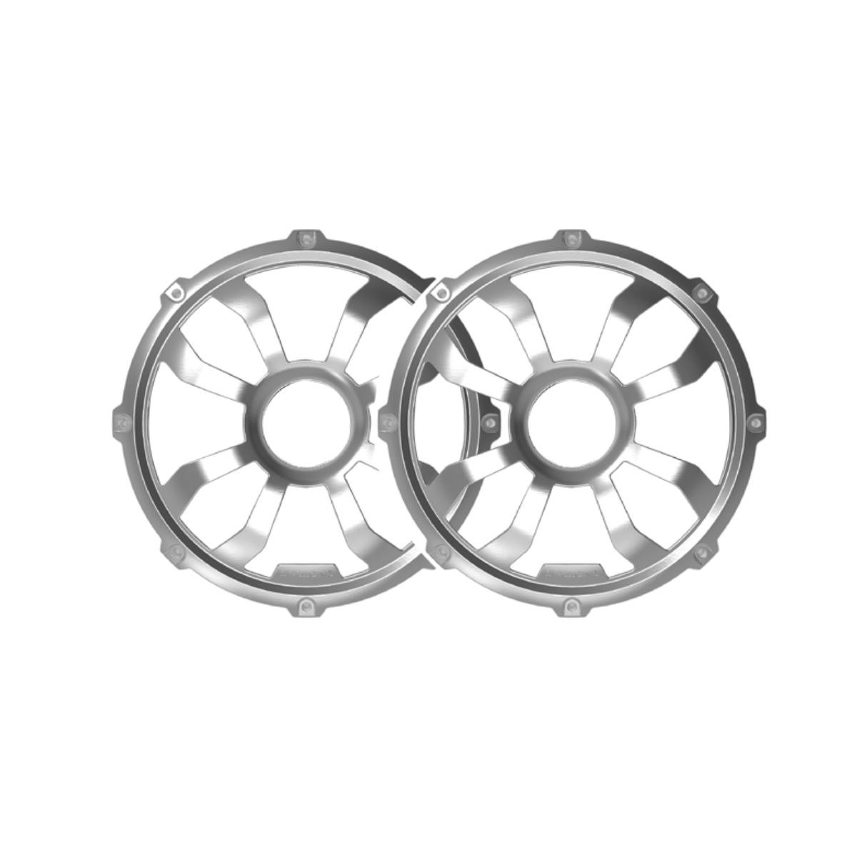 Diamond Audio HXM10FGW - 10" Flush Mount Speaker Grill - Brushed Aluminum/White (PAIR) - HXM10FGW