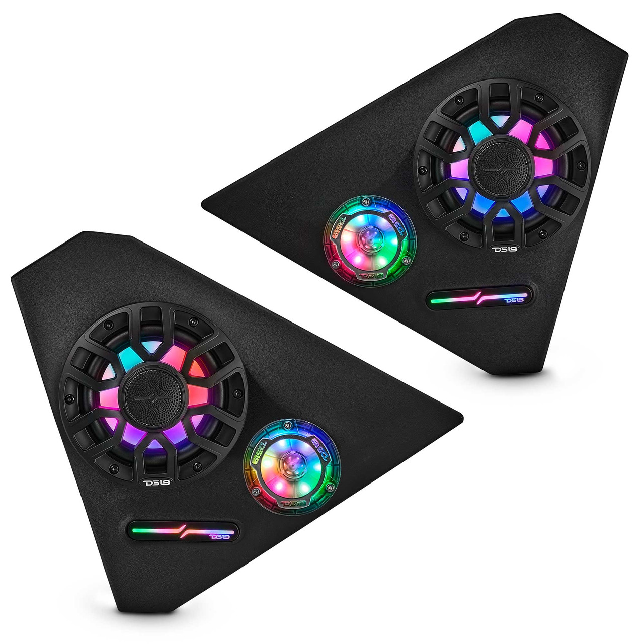 DS18 SLG-FKP6LDV2 - Polaris Slingshot Front Kick Panel Speaker Pods Loaded | 2 x NXL-IQ6/BK & 2 x PRO-TW1LD and Digital LED Lights | 2015 - Current