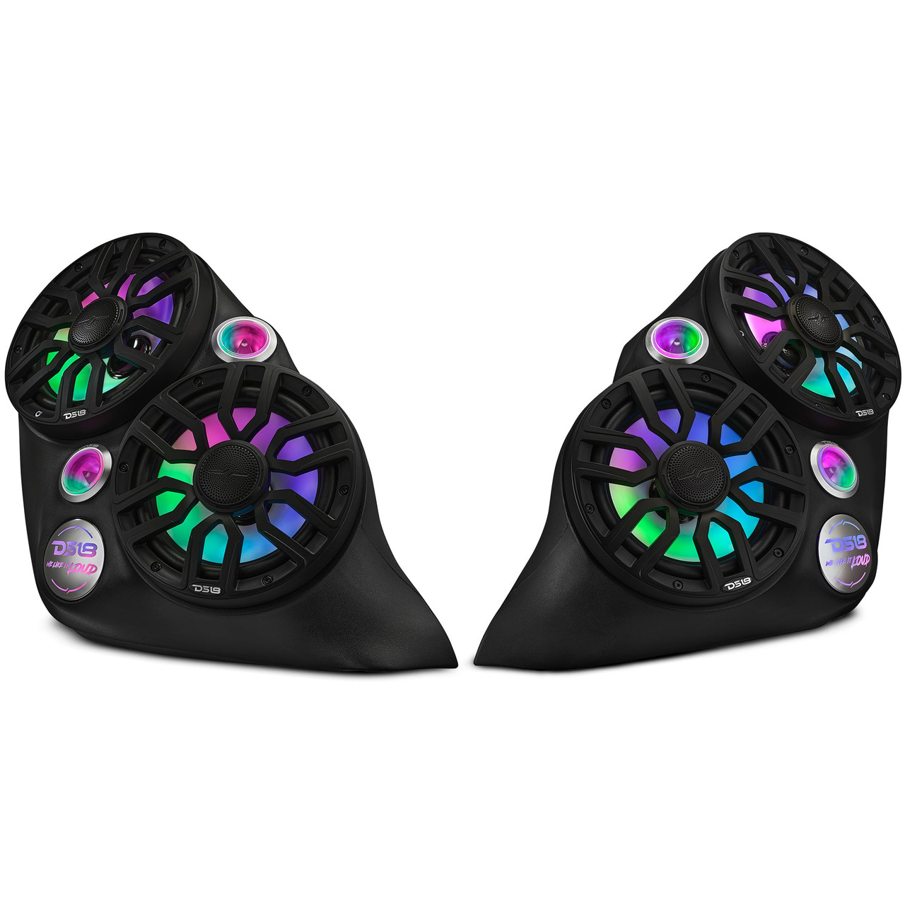 DS18 SLG-F82LD - Polaris Slingshot Dual Front Fender 8” Loaded Speaker Pods with Digital LED Lighting