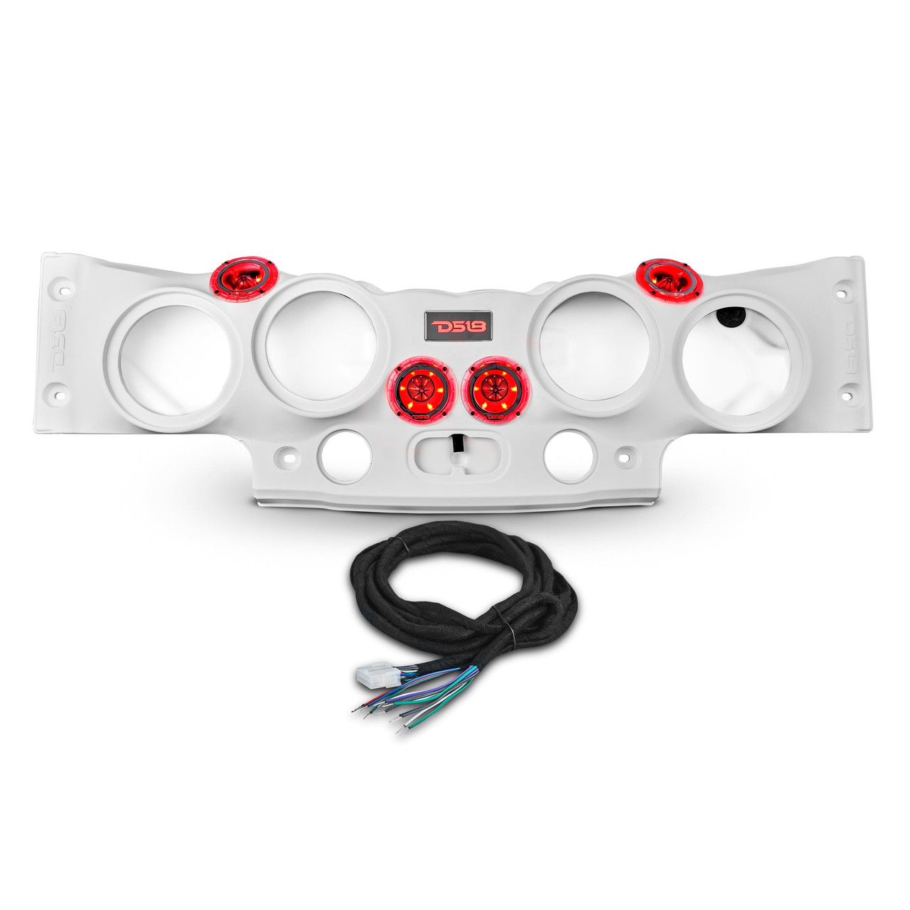 DS18 JK-SBAR/WH.HT - Jeep JK/JKU Overhead Sound Bar System Fits 4 X 8" Speakers (Not included) 4 X Tweeters PRO-TW4L and 2 X Drivers PRO-DRNSC1.5 and Harness Included- White