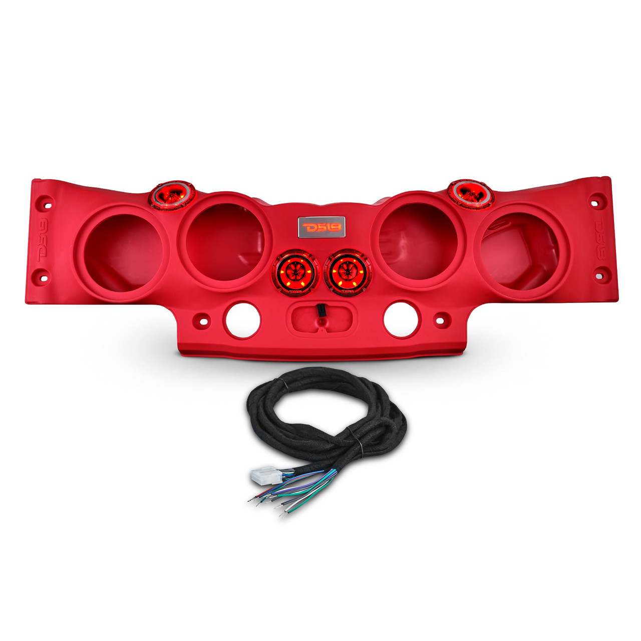 DS18 JK-SBAR/RD.HT - Jeep JK/JKU Overhead Sound Bar System Fits 4 X 8" Speakers (Not included) 4 X Tweeters PRO-TW4L and 2 X Drivers PRO-DRNSC1.5 and Harness Included- Red