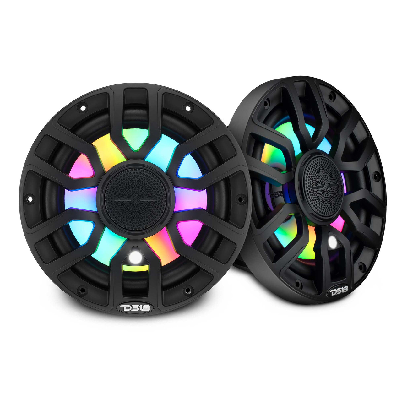 DS18 NXL-IQ7.7/BK - NXL 7.7” 2-Way Coaxial Marine Speaker with Bullet Tweeter, Digital LED Lights & White Deck LED | 175W RMS 4-Ohm