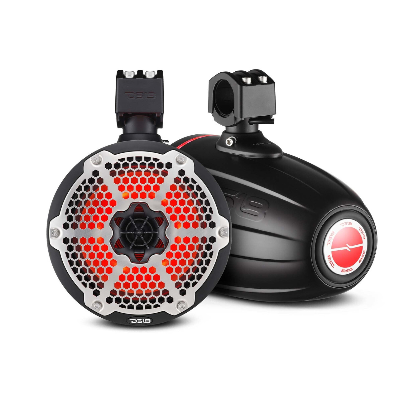 DS18 NXL-X8TPNEO/BK - NXL 8" Neodymium Marine and Powersports Towers with Built-in Passive Radiator, 1" Driver and LED RGB Lights 180 Watts Rms