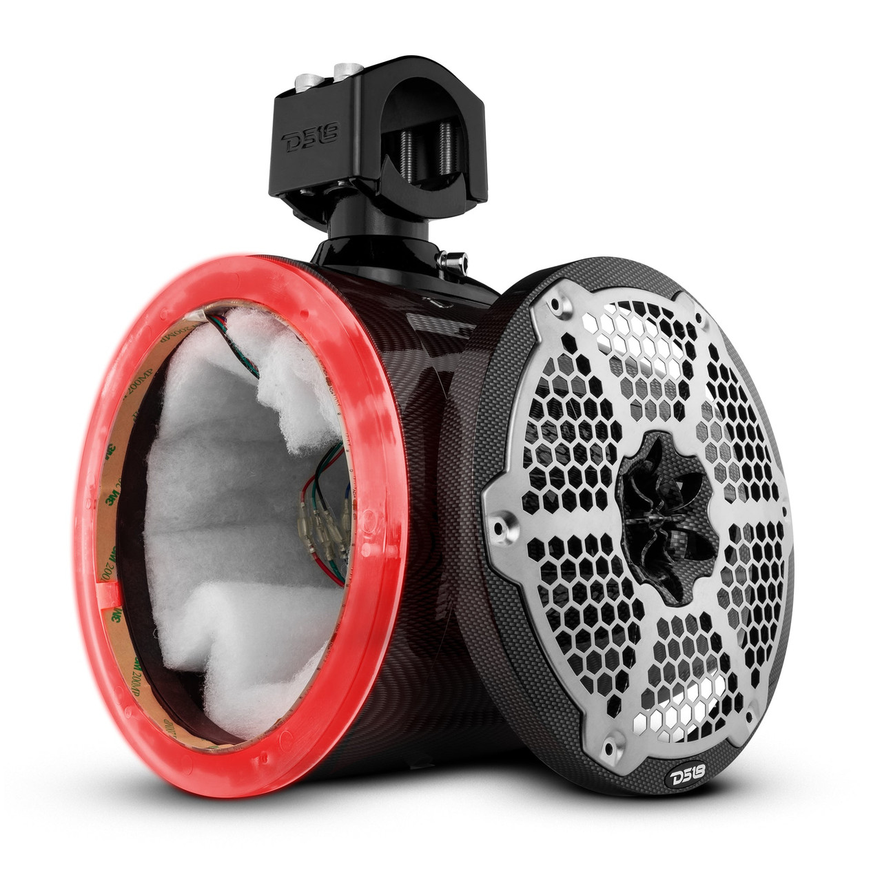 DS18 CF-X8TP.NS - NXL 8" Marine and Powersports Empty Tower LED RGB Lights -Black Carbon Fiber