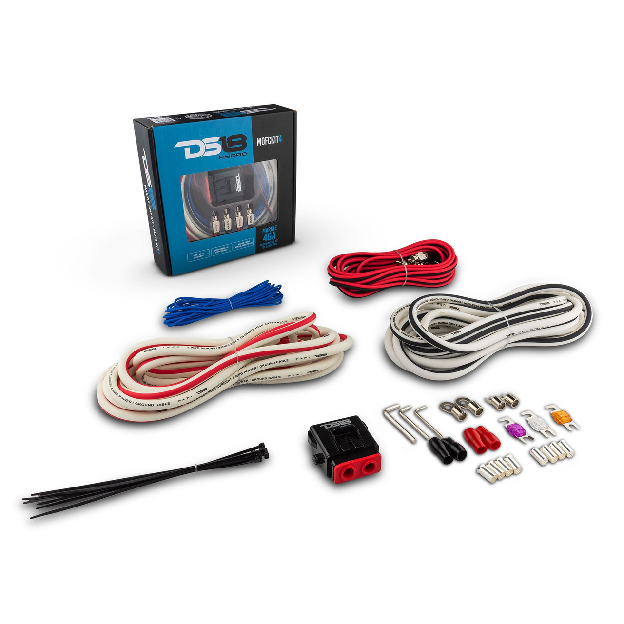 DS18 MOFCKIT4 - 4-GA Marine Tinned OFC Amplifier Installation Kit - WHITE
