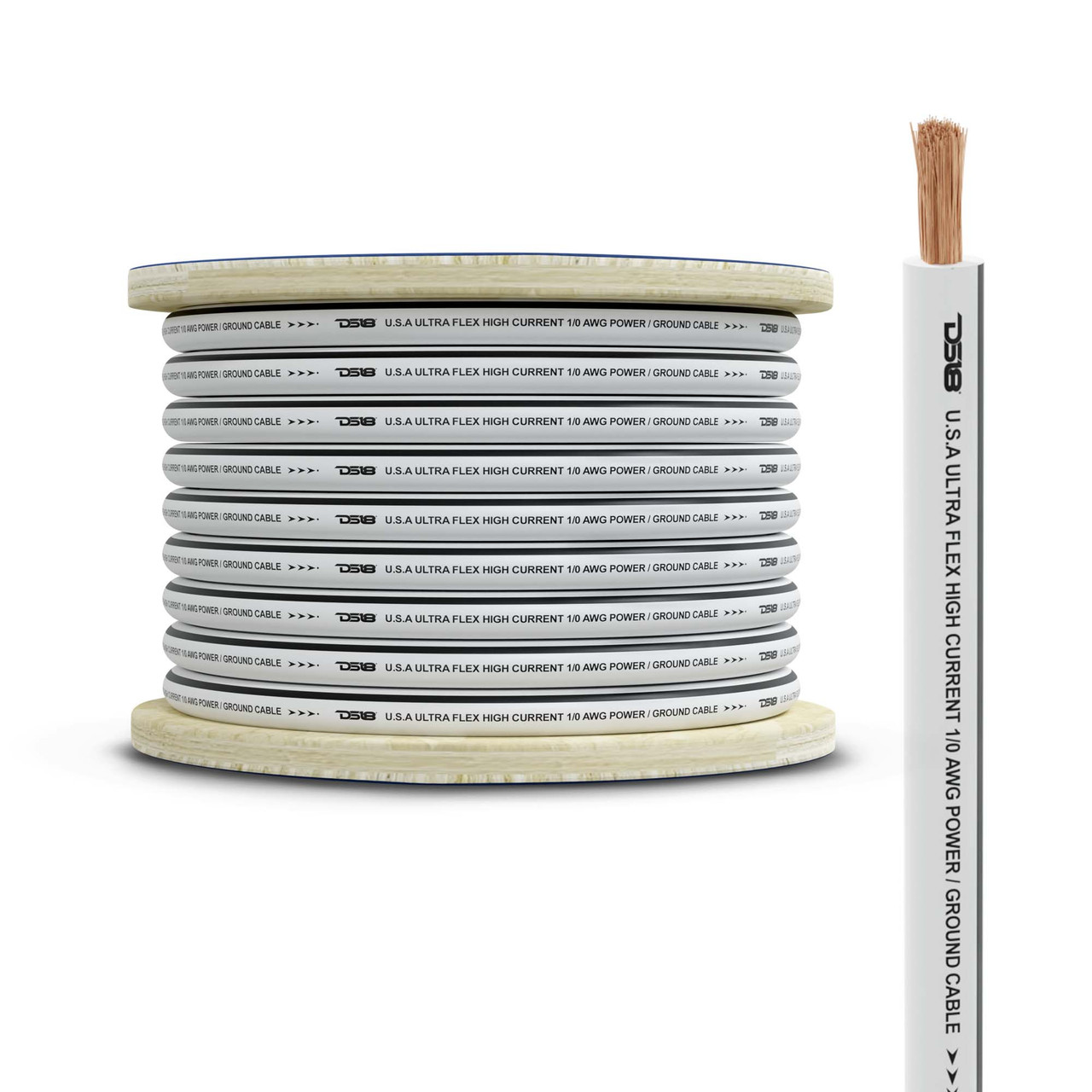 DS18 MOFC0GA25G - 0-GA Marine Grade Tinned 100% Copper OFC Ground Wire -25 Feet