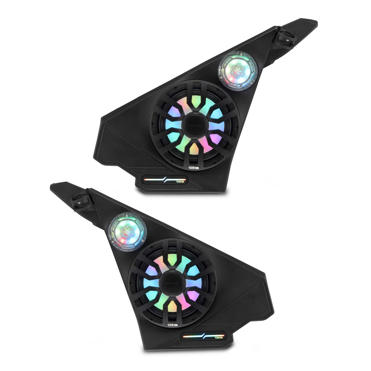 DS18 SLG-FKP8-20UPLD - Polaris Slingshot Front Kick Panel Speaker Pods – Loaded with 8" NXL-IQ8/BK Speakers, PRO-TW1LD Tweeters & Digital LED Lights | 2020 - Current