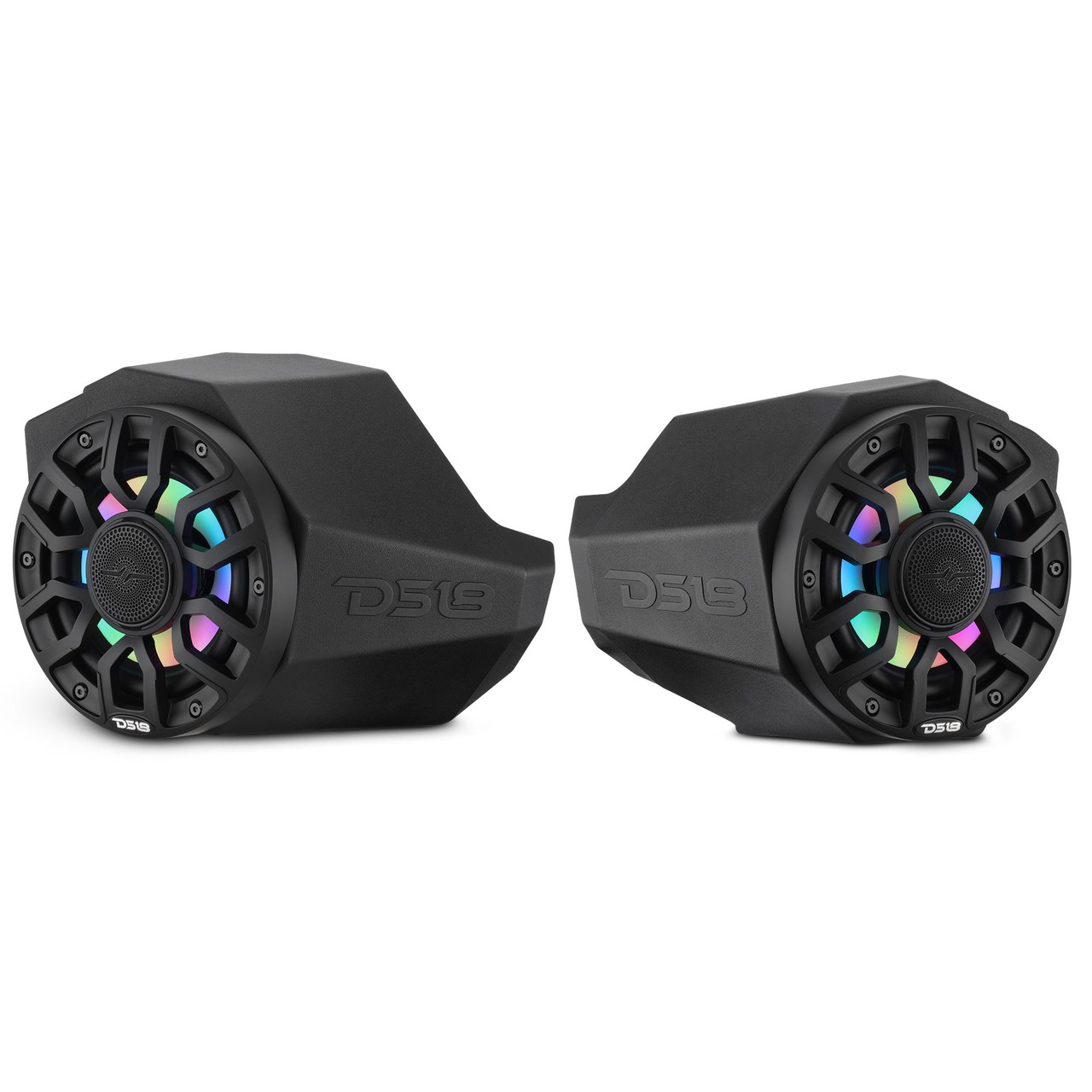 DS18 CA-X3KP6LD - Can-Am Maverick X3 Kick Panel Speaker Pods Loaded with (2) NXL-IQ6/BK Speakers and Digital LED Lights