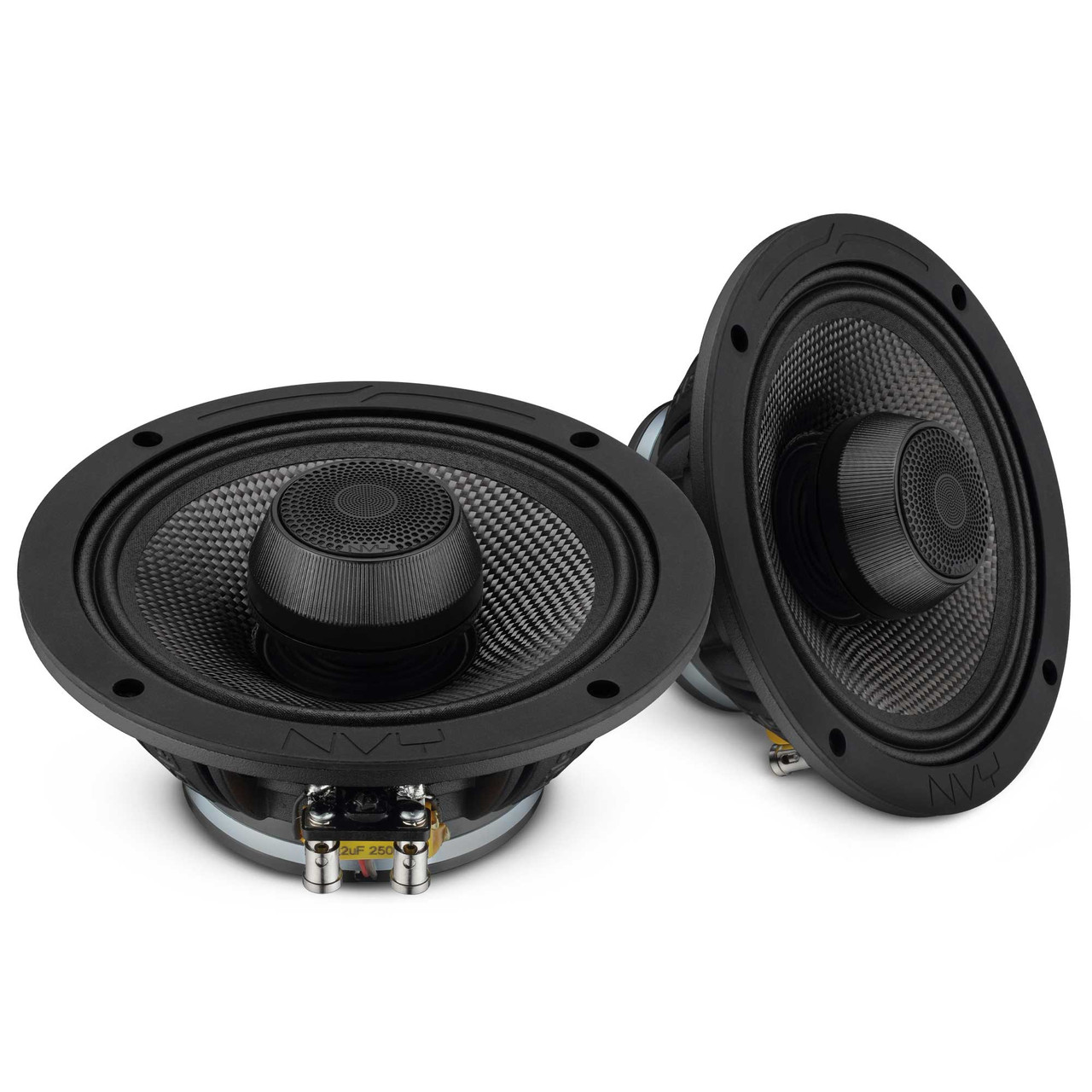 DS18 NVY-6CFZT-N4 - 6.5” 2-Way Coaxial Loudspeaker with Water-Resistant Carbon Fiber Cone, 1” Bullet Tweeter, Neodymium Magnet | 300W RMS 4-Ohm
