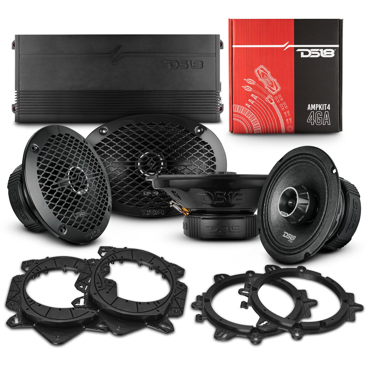 DS18 PKG-PROZT669 - Pro Audio Speaker + Tweeters Bundle: 6.5" & 6x9" Midrange Speakers with Built-In Compression Tweeters