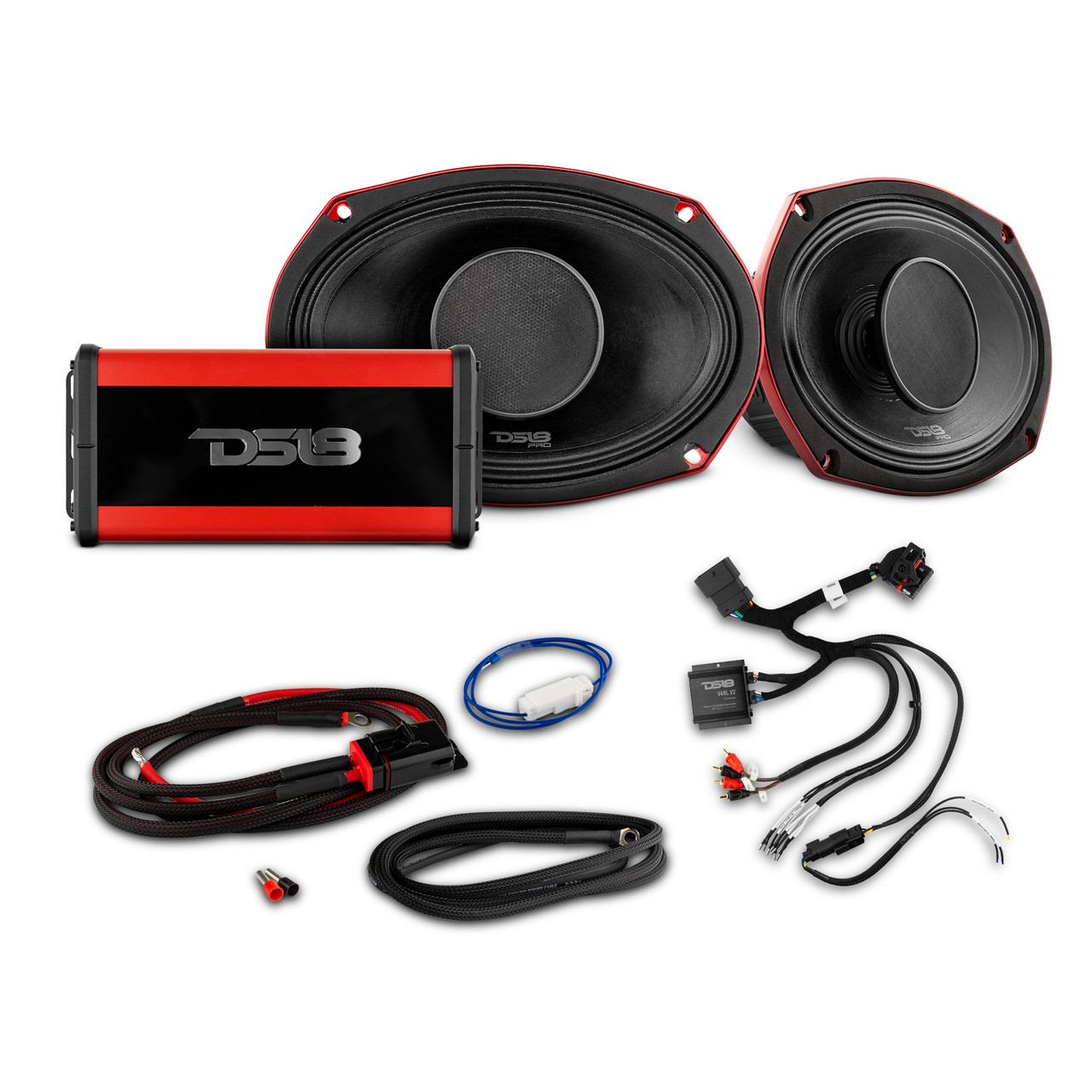 DS18 VS-HARLEY1 - 2014-Up Harley-Davidson Street Glide or Road Glide Rear Upgrade Package - 2x PRO Mid-Range w/ Driver | 1x Marine Amp