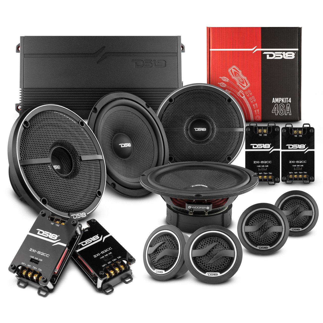 DS18 VS-CIVICBETTER - DS18 2006-2020 Honda Civic Front and Back Doors Sedan Speakers Better Upgrade/Replacement Package 1600 Watts