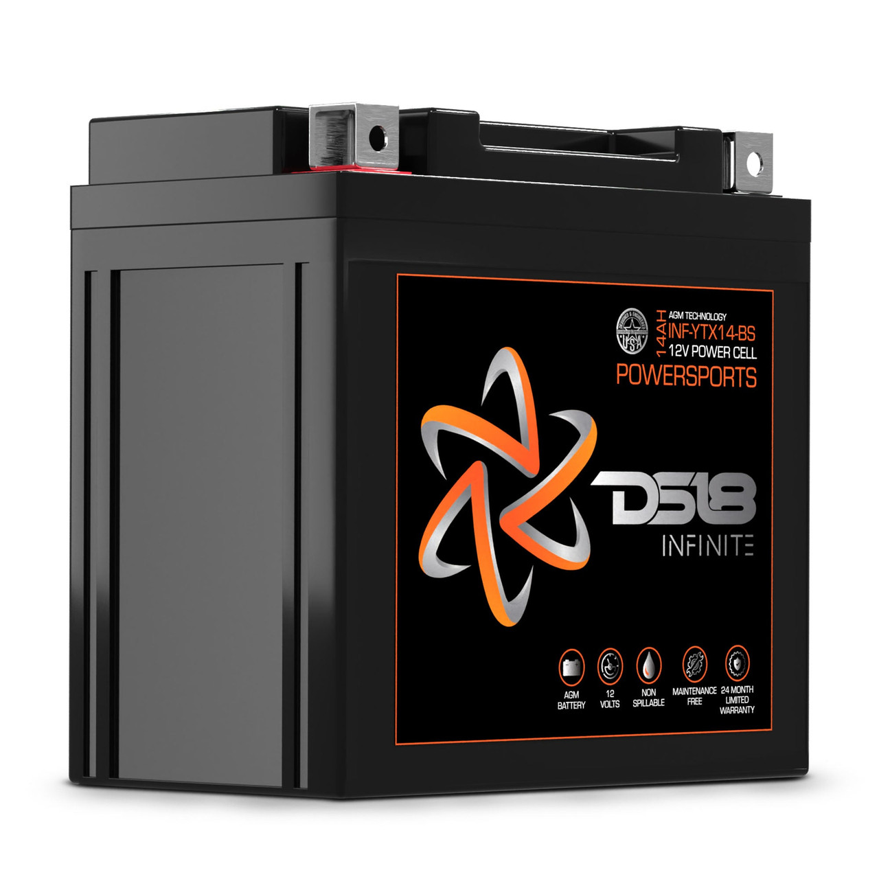 DS18 INF-YTX14-BS - INFINITE 500 Watts 14 AH AGM Power Cell For Power Sports