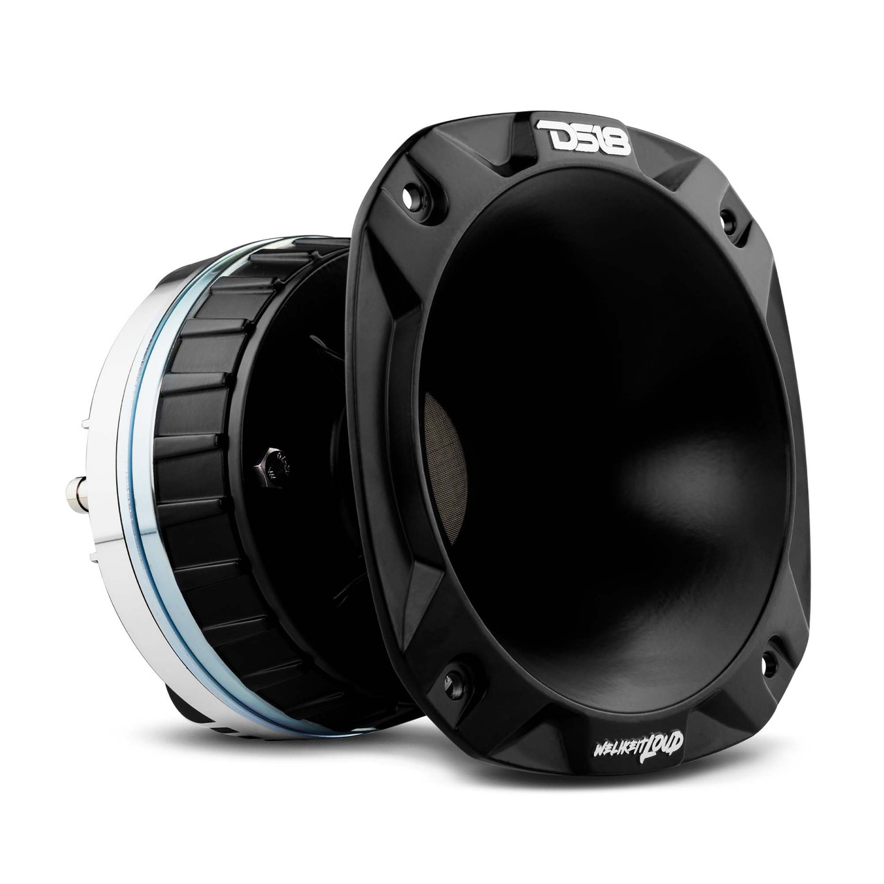 DS18 PRO-DKN1XS - 2" Throat Bolt On Neodymium Driver with Spacer, 2" Throat Titanium Voice Coil 640 Watts and PRO-HA52/BK Horn 680 Watts 118dB 8-Ohm Mounting Depth 5.22" Throat