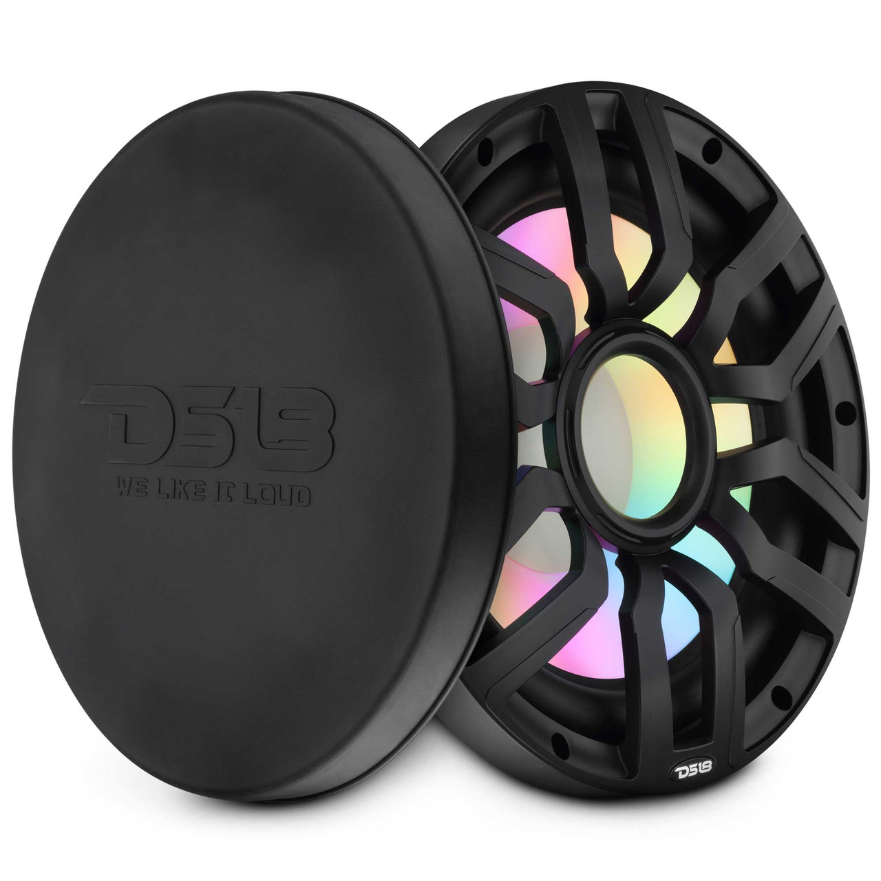 DS18 NXL-iQ12SUB/BK - 12” Marine Subwoofer with Hybrid Magnet Motor, Removable Grille and Digital LED Lights - 600W RMS 4-Ohm
