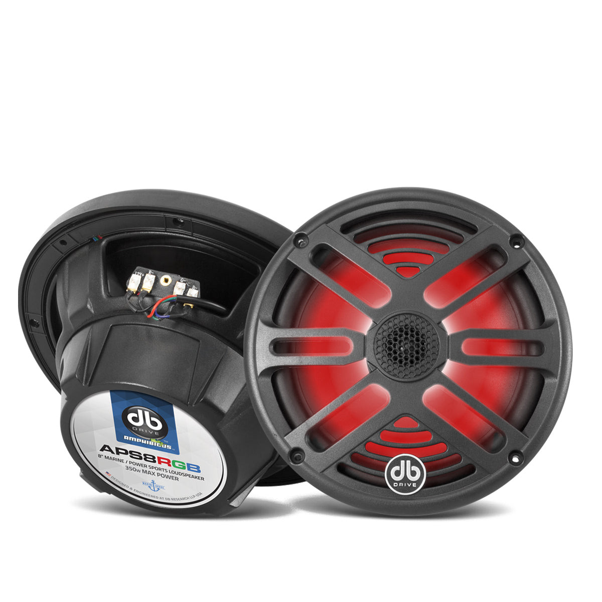 DB Drive APS8RGB - 8" 2-Way Marine Loudspeakers W/RGB Accent Lighting (Black) (1 Pair)