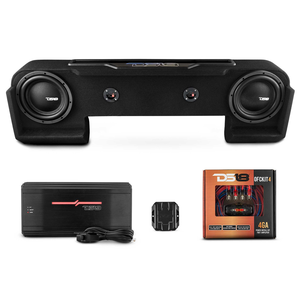 DS18 EXCL-RAMBASS.DF/21-UP.LDPKG - Dodge Ram Down Firing Subwoofer Enclosure with Dream LED Light, Amplifier and Wiring Kit