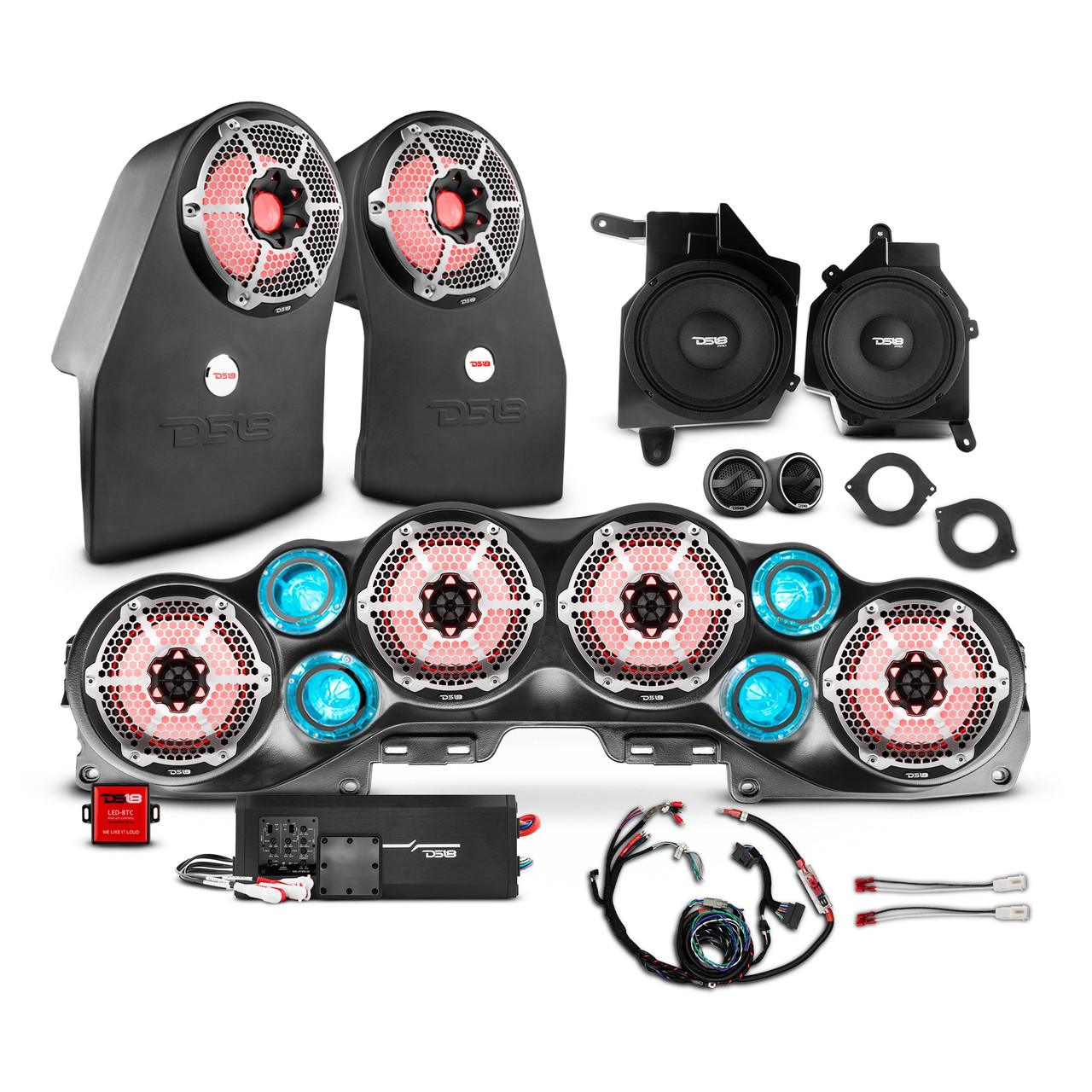 DS18 JEEPJLPACKAGE - Jeep JL Wrangler 2018–2023 Complete Audio Package – Loaded Sound Bar, Dash Enclosures, Subwoofers & Amplifier