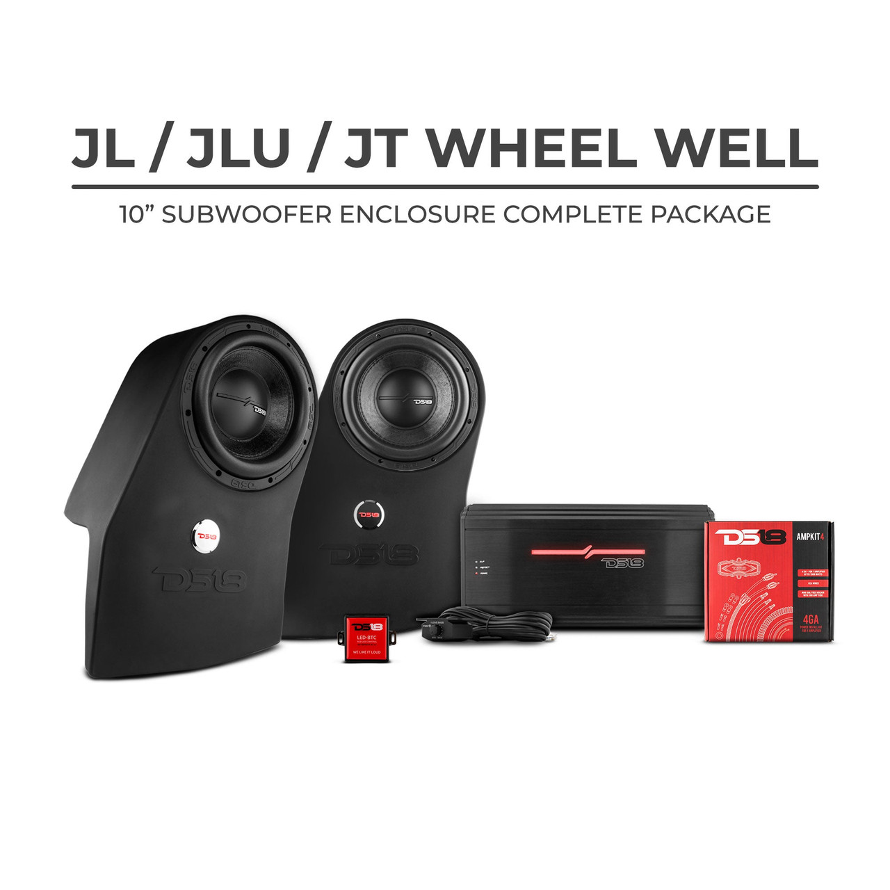 DS18 JL-SUBPK/LR - DS18 JL/JLU Exclusive Wheel Well Subwoofer Enclosure Package