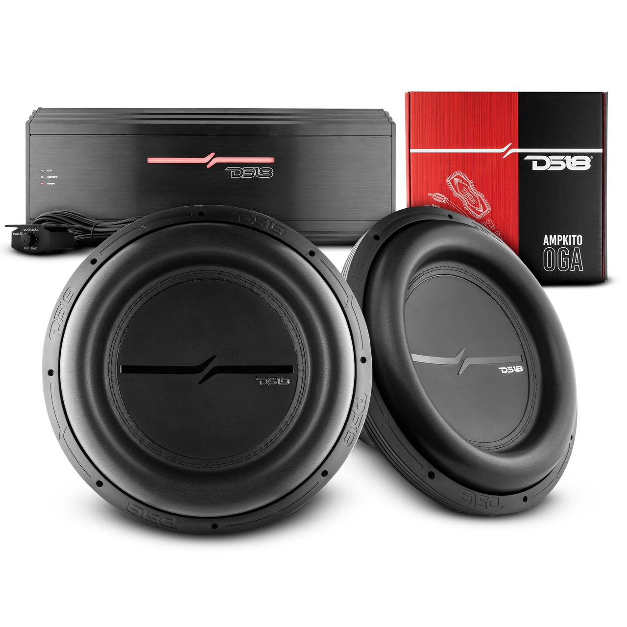 DS18 ZXI15.4D-PKG - DS18 ZXI15.4D-PKG Bass Package - 2 x ZXI15.4D - 15" Car Subwoofer, ZR2000.1D - 1-Channel Monoblock Amplifier ,and AMPKIT0