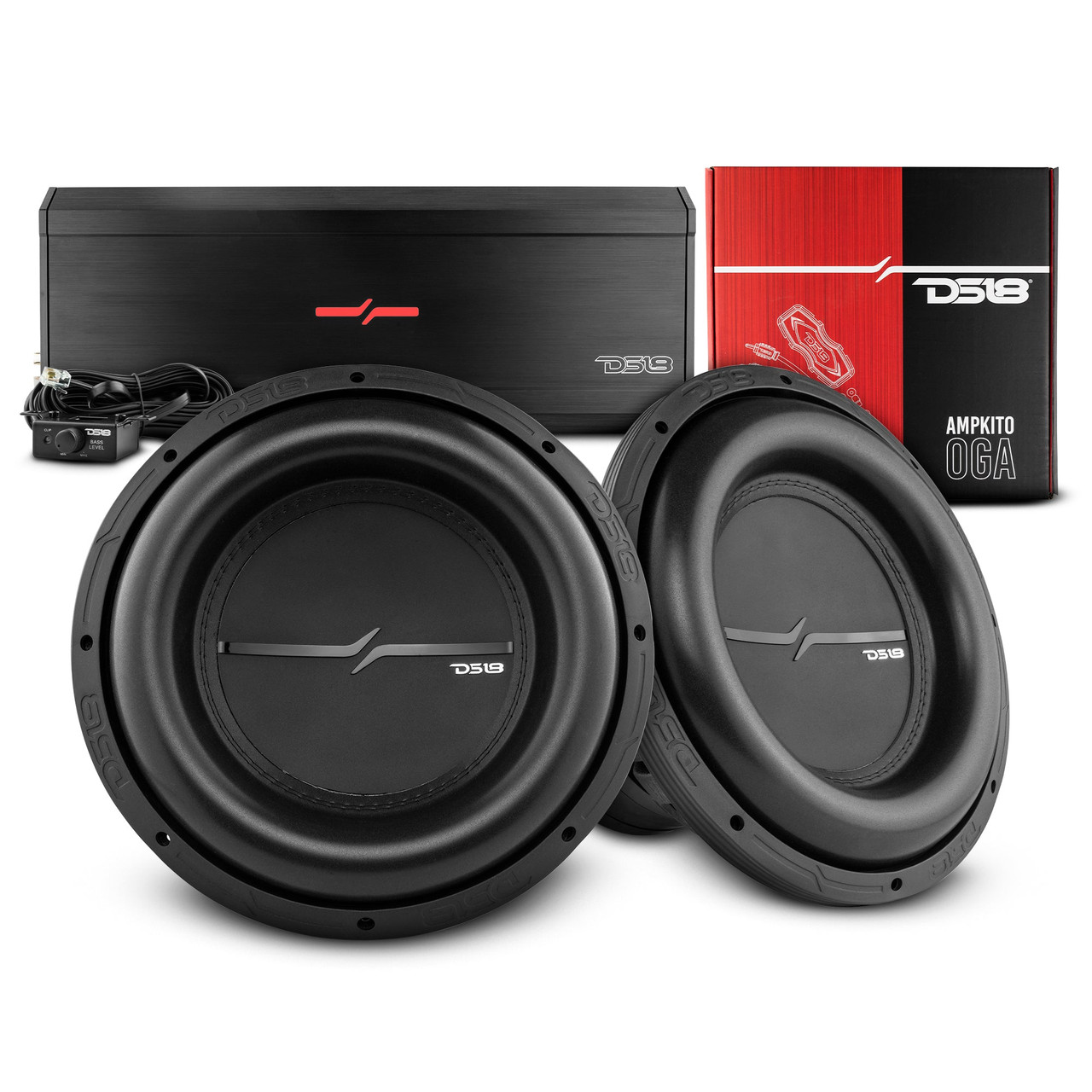 DS18 ZXI12.4D-PKG - DS18 ZXI12.4D-PKG Bass Package - 2 x ZXI12.4D - 12" Car Subwoofer, ZR2000.1D - 1-Channel Monoblock Amplifier, and AMPKIT0