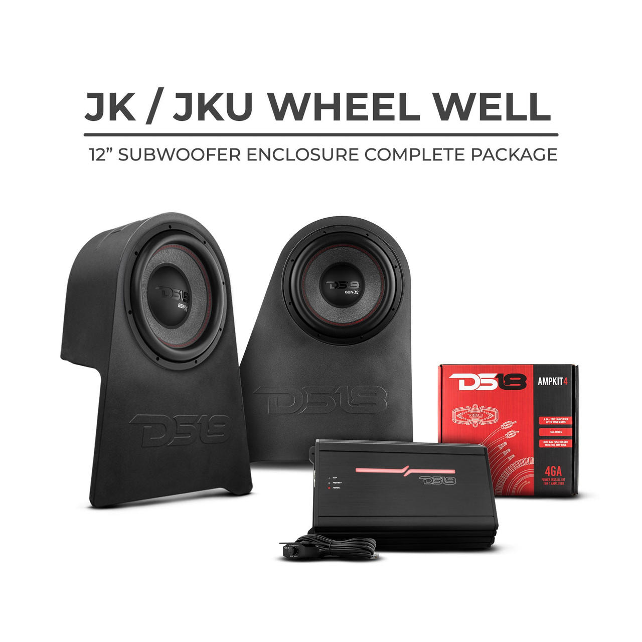 DS18 JK-SUB/LRCOMBO - DS18 JK/JKU Wheel Well Subwoofer Enclosure Exclusive loaded Package