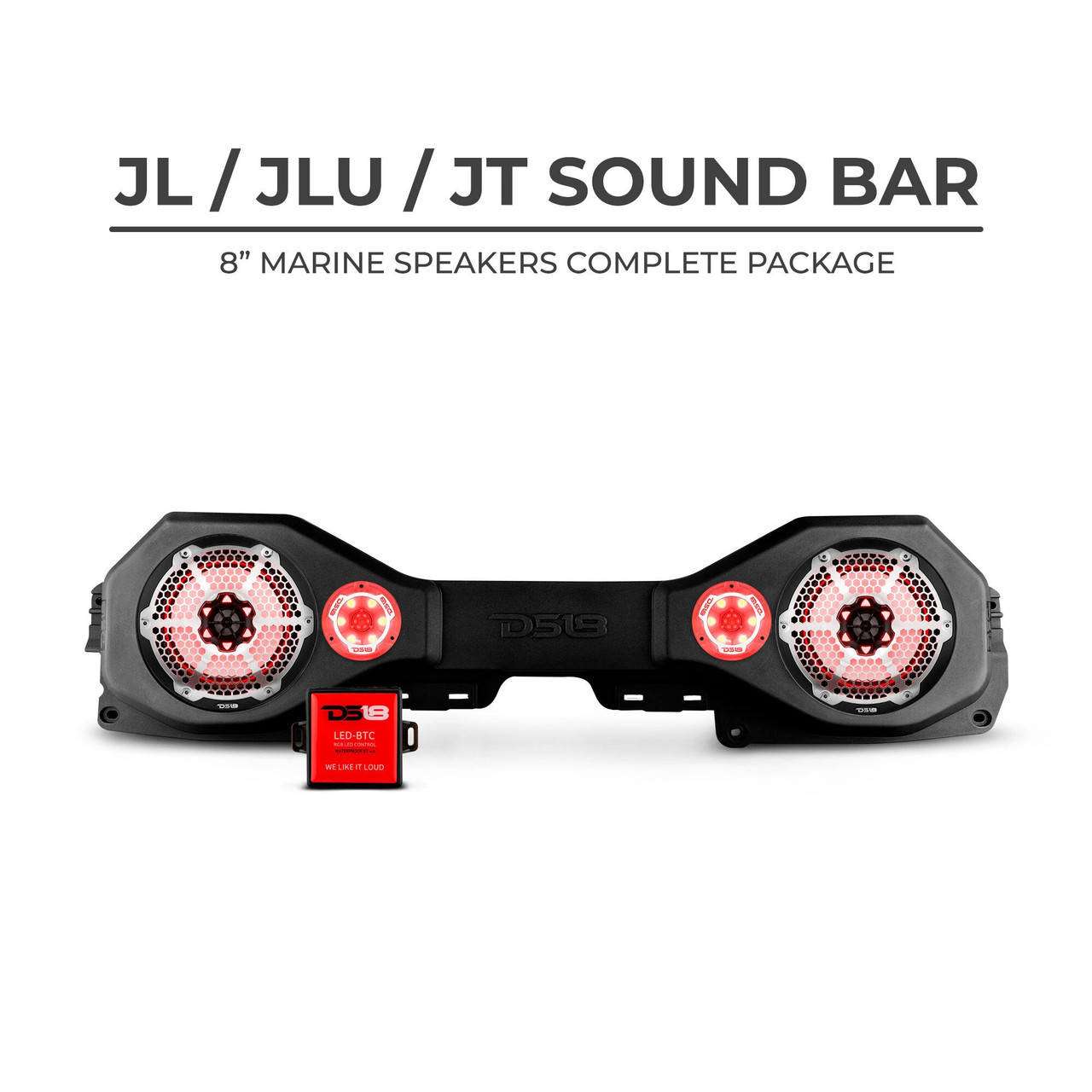 DS18 JLSBAR22LOADED-2 - DS18 Jeep JL/JLU/JT Plug & Play Sound Bar Package