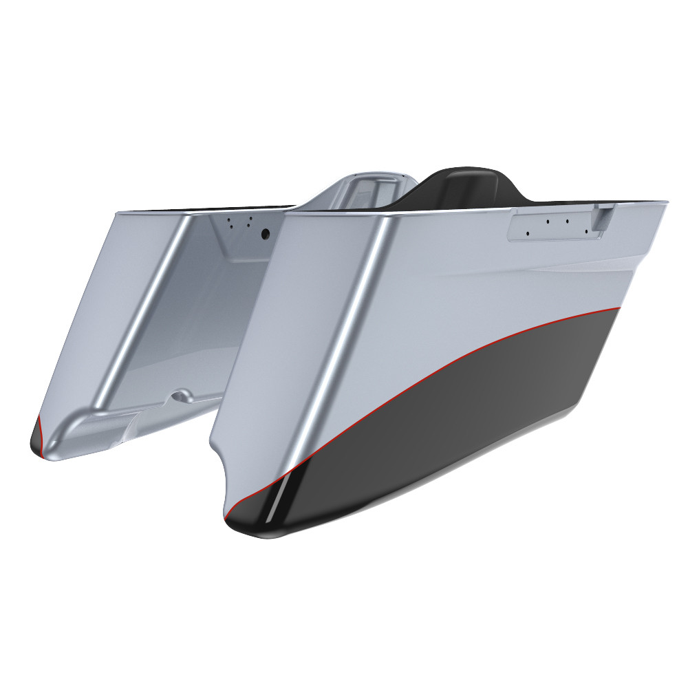 Custom Two Tone CVO Style Tapered Stretched Saddlebag Bottoms for 2014-2023 Harley Touring