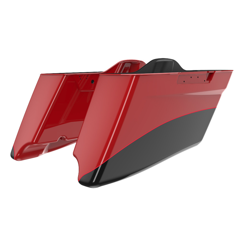 Custom Two Tone CVO Style Tapered Stretched Saddlebag Bottoms for 2014-2023 Harley Touring