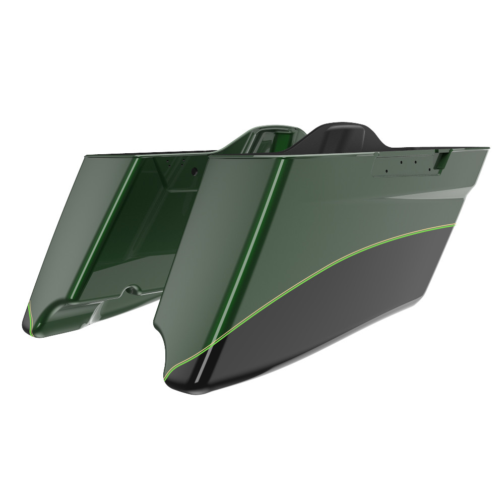 Custom Two Tone CVO Style Tapered Stretched Saddlebag Bottoms for 2014-2023 Harley Touring