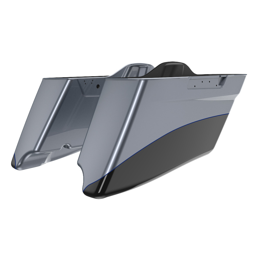Custom Two Tone CVO Style Tapered Stretched Saddlebag Bottoms for 2014-2023 Harley Touring