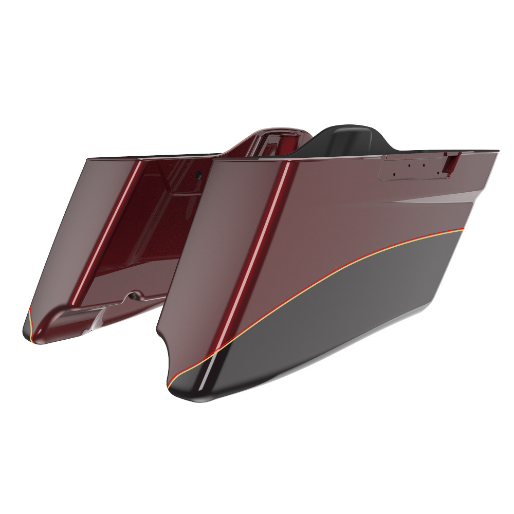 Custom Two Tone CVO Style Tapered Stretched Saddlebag Bottoms for 2014-2023 Harley Touring