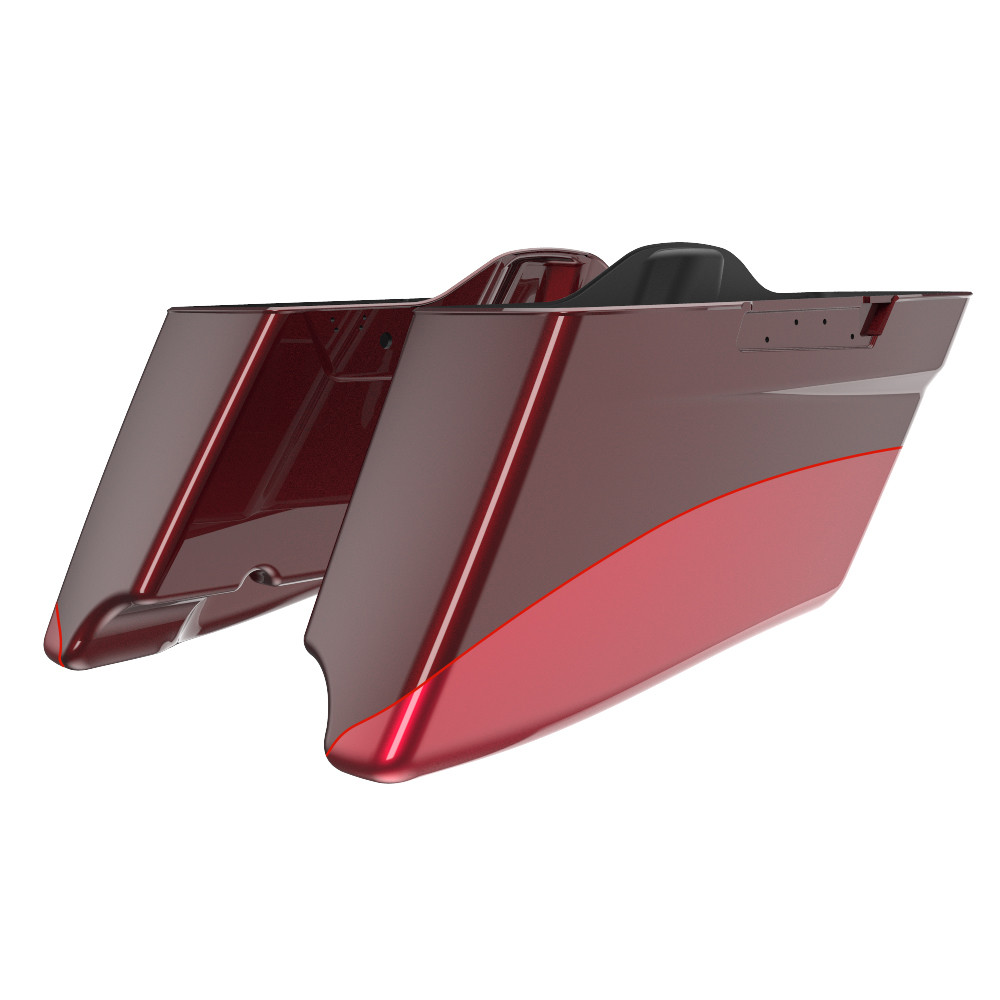 Custom Two Tone CVO Style Tapered Stretched Saddlebag Bottoms for 2014-2023 Harley Touring
