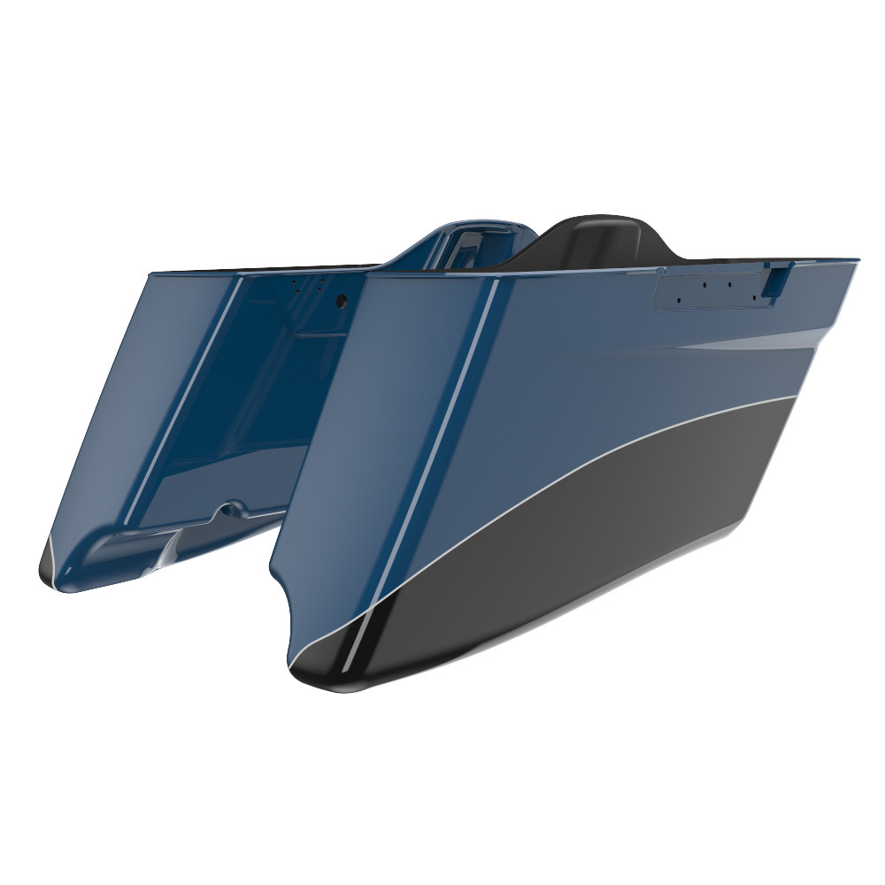 Custom Two Tone CVO Style Tapered Stretched Saddlebag Bottoms for 2014-2023 Harley Touring