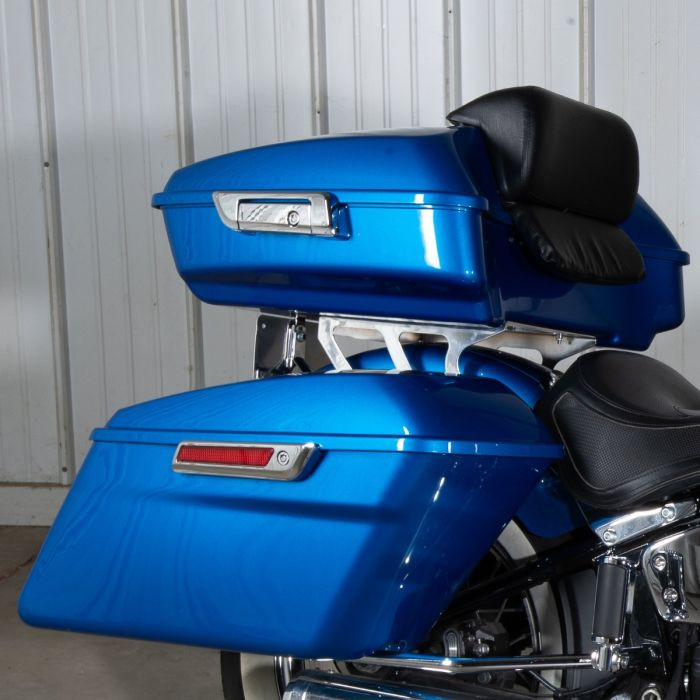 Color Matched Chopped Tour Pack w/ Slim Backrest & Chrome Hardware for Harley® Touring '97-'26