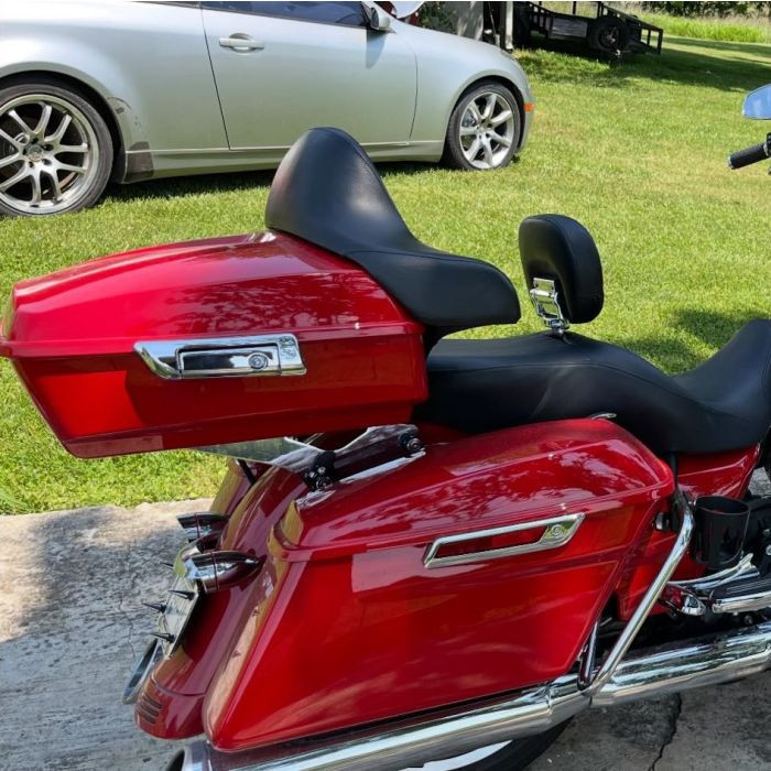 Color Matched Chopped Tour Pack w/ Full Backrest & Chrome Hardware for Harley® Touring '97-'26