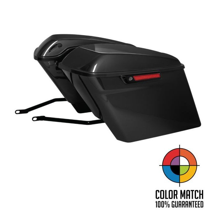 Color Matched Stretched Saddlebag Conversion Kit w/ Black Hardware for Harley® Softail '84-'17
