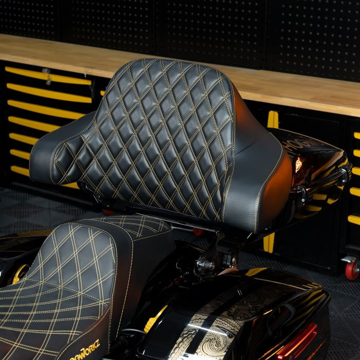 Custom Color HOGWORKZ® Diamond Stitched Chopped Tour Pack Backrest Pad
