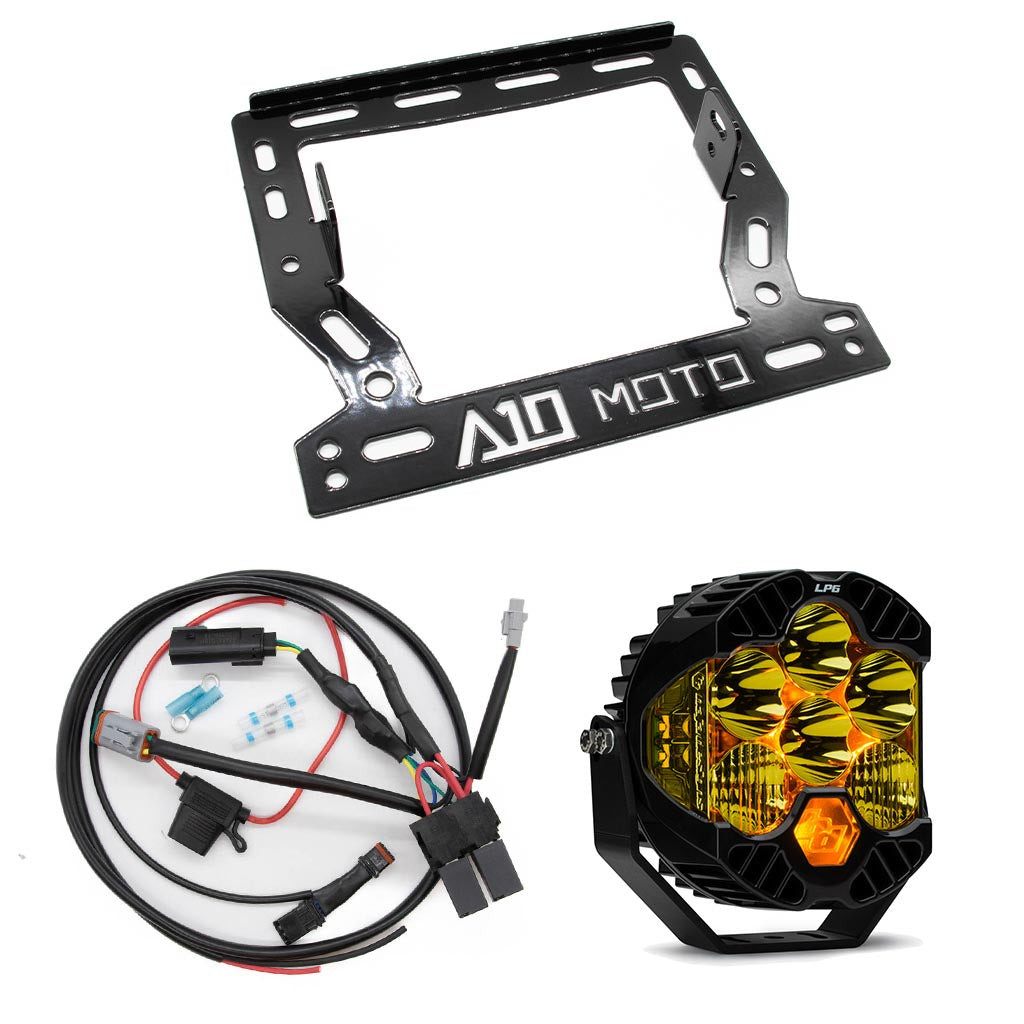 A10 Moto Indian Challenger Baja Designs LP6 Light Bracket Combo Kit